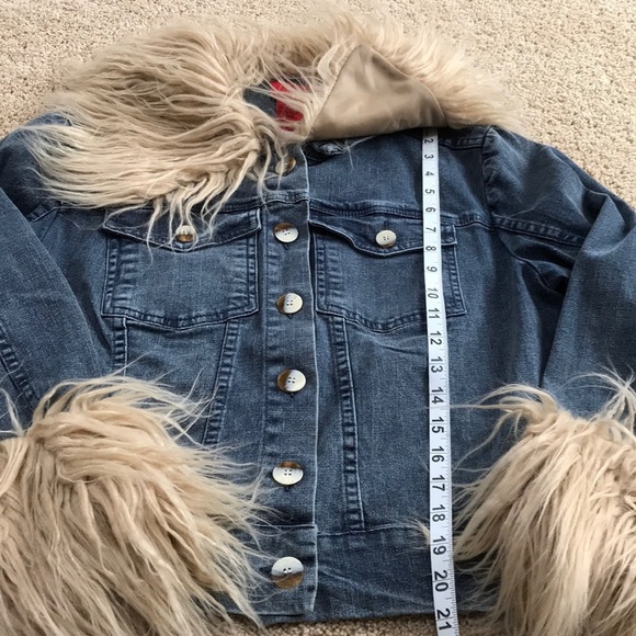 NWT! V.Cristina large faux fur denim jacket - Picture 6 of 7